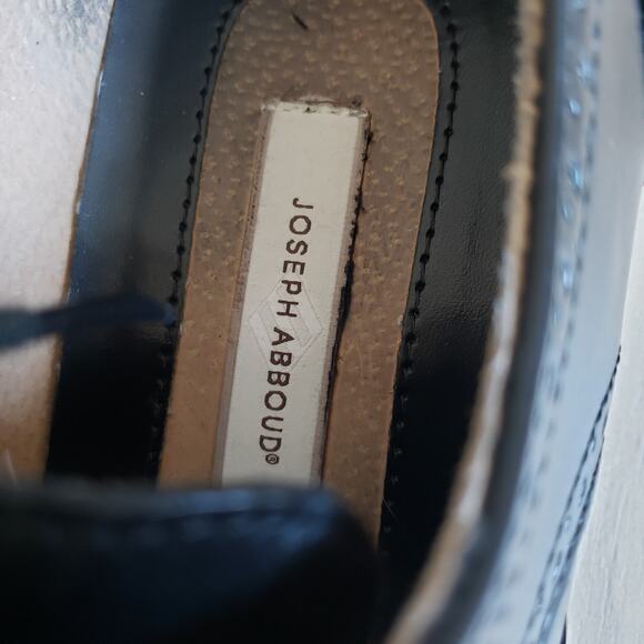 Joseph Abboud Shoes Wingtip Brogue Oxford Mens 11D Black Italian Leather Dress - Picture 9 of 13